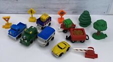 Fisher Price GeoTrax Push Train Set - Lot Freightway Transport Cars Trees Signs