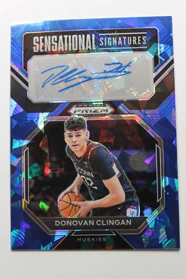 Donovan Clingan 2023 Panini Prizm Draft Picks Blue Ice  Auto limit RARE 75 UConn - Image 1 of 2