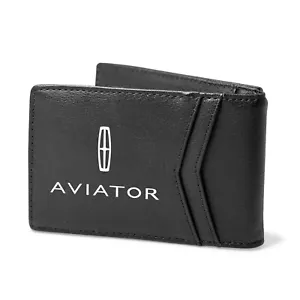 Lincoln Aviator schwarze schmale Herren-Geldbörse aus PU-Leder mit RFID-Beständigkeit und Doppelfaltung - Bild 1 von 7