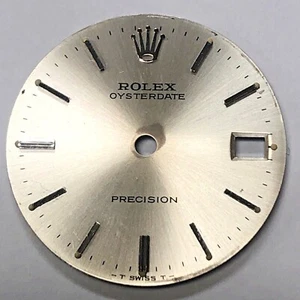 Original Rolex Dial For OysterDate Precision, Silver & Silver Stick - Picture 1 of 5