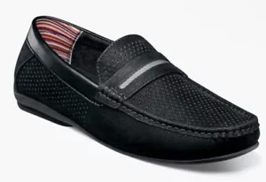 Stacy Adams CORBY Moc Toe Saddle Slip On - 15 Black Men's Driving Loafer Shoes - Picture 1 of 6