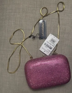 Savanna Evening Clutch Pink Crystals Gold Accents NEW - Picture 1 of 8