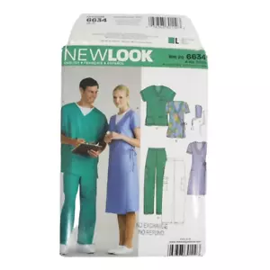 New Look 6634 Unisex Scrubs Sewing Pattern Size XS-XL Uncut Pants Shirt Dress - Picture 1 of 8