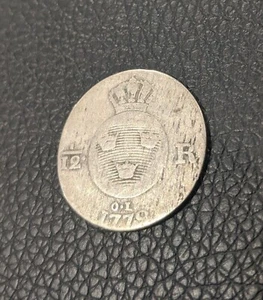 1779 O.L Suecia 1/12 Riksdaler Gustav III plata - Imagen 1 de 3