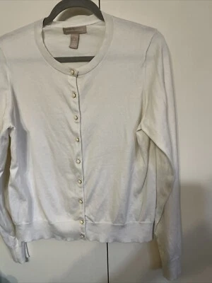 Suéter para mujer Banana Republic XL marfil crema cárdigan algodón/St retro glamour acogedor Foto 1 de 4