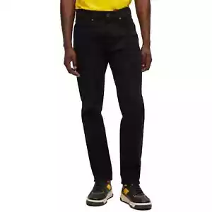 BOSS Mens Jeans - Mens BOSS ReMaine Regular Fit Jeans - Cobra Stay Black Stretch - Picture 1 of 4