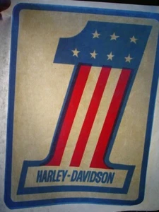 HARLEY DAVIDSON MOTORCYCLE #1 RWB 1970's VINTAGE BIKER IRON ON TRANSFER B-6 - Picture 1 of 2