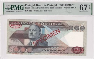 Portugal, 5.000 Escudos, 1980-86, UNC, p182s, SPECIMEN - Picture 1 of 2