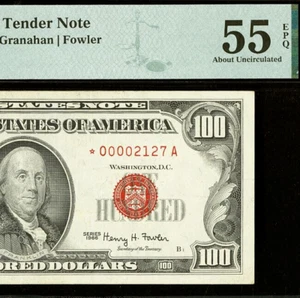 1966 $100 Legal Tender PMG 55EPQ - US Note - Low Serial Number Star - Fr 1550* - Picture 1 of 3