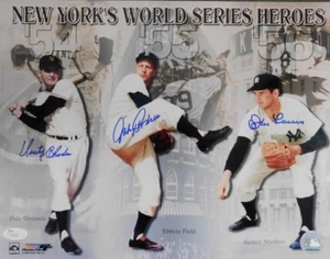 Don Larsen, Johnny Podres & Dusty Rhodes Signed New York Heroes 11x14 Photo JSA - Picture 1 of 6