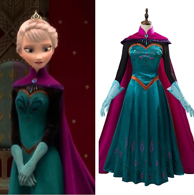 Frozen 2 Elsa Queen Costume Cosplay Costume Dress Cape Halloween Outfit Gift - Image 1 of 4