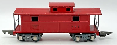 Gilbert American Flyer 3/16" O  484 Non-Illuminated Caboose w/Black Endrails - Image 1 of 4