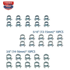 30 Pcs 1/4" 5/16" 3/8" Fuel Injection Gas Line Hose Clamps Clip Pipe Clamp US - Picture 1 of 8