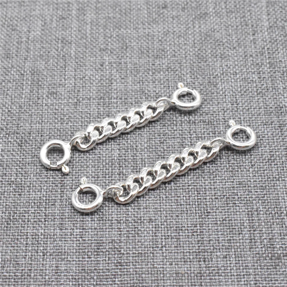 2pcs of 925 Sterling Silver Curb Chain Extensions w/ Spring Clasp for Necklace - Image 1 of 4