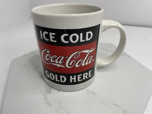 Coca-Cola Ice cold Sold Here Classic Red Black White Coffee Mug - Picture 1 of 3