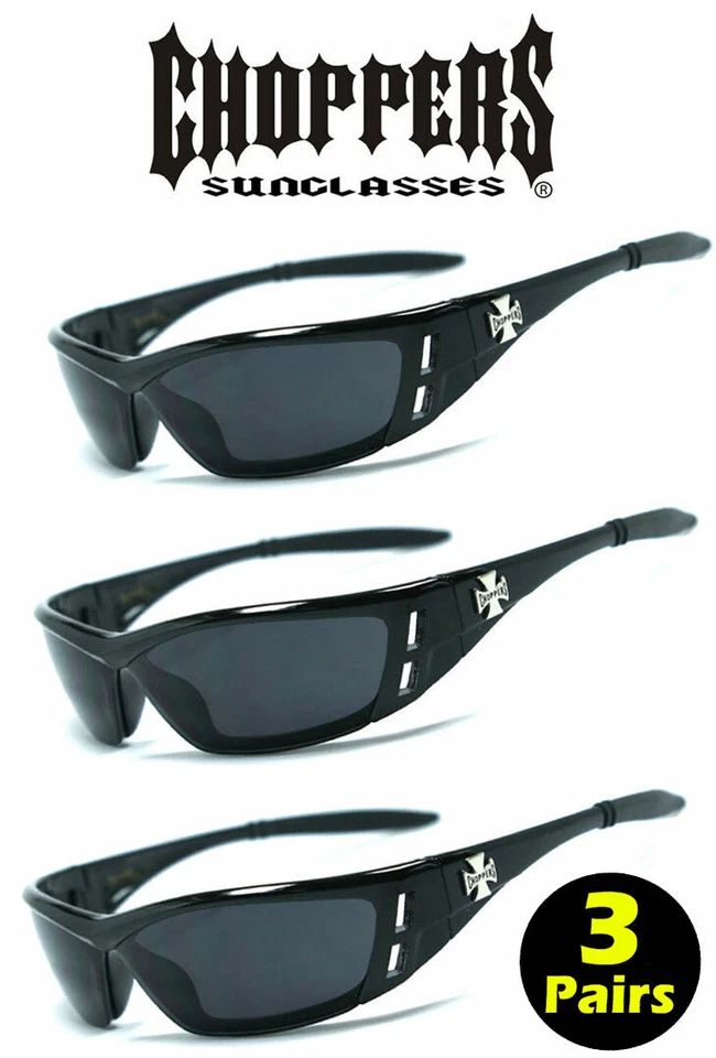 3 PARES Picadoras Motocicleta Montar Envolventes Gafas Gafas de Sol Protección UV - C46 Foto 1 de 4