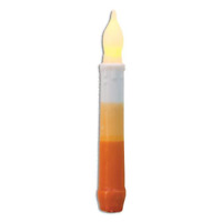 2 CANDY CORN LED TIMER Taper Candles Grungy 6 3//4/" Halloween Fall Harvest