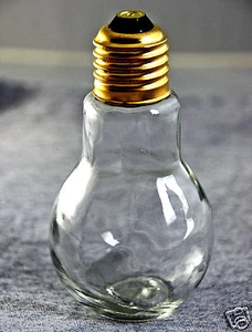 REAL SIZE NOVELTY LIGHT BULB JAR PAPERWEIGHT CRAFT DECOR BOTTLE w/ SCREW ON CAP - Picture 1 of 7