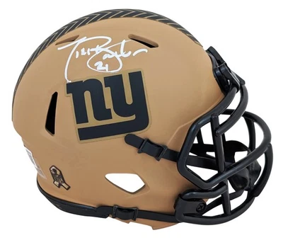 Mini Casco Gigantes Tiki Barber Firmado Saludo al Servicio II Velocidad BAS Testigo Foto 1 de 2