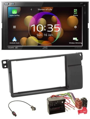 JVC DAB MP3 2DIN Bluetooth USB Autoradio für BMW 3er E46 Quadlock großem Navi - Bild 1 von 4
