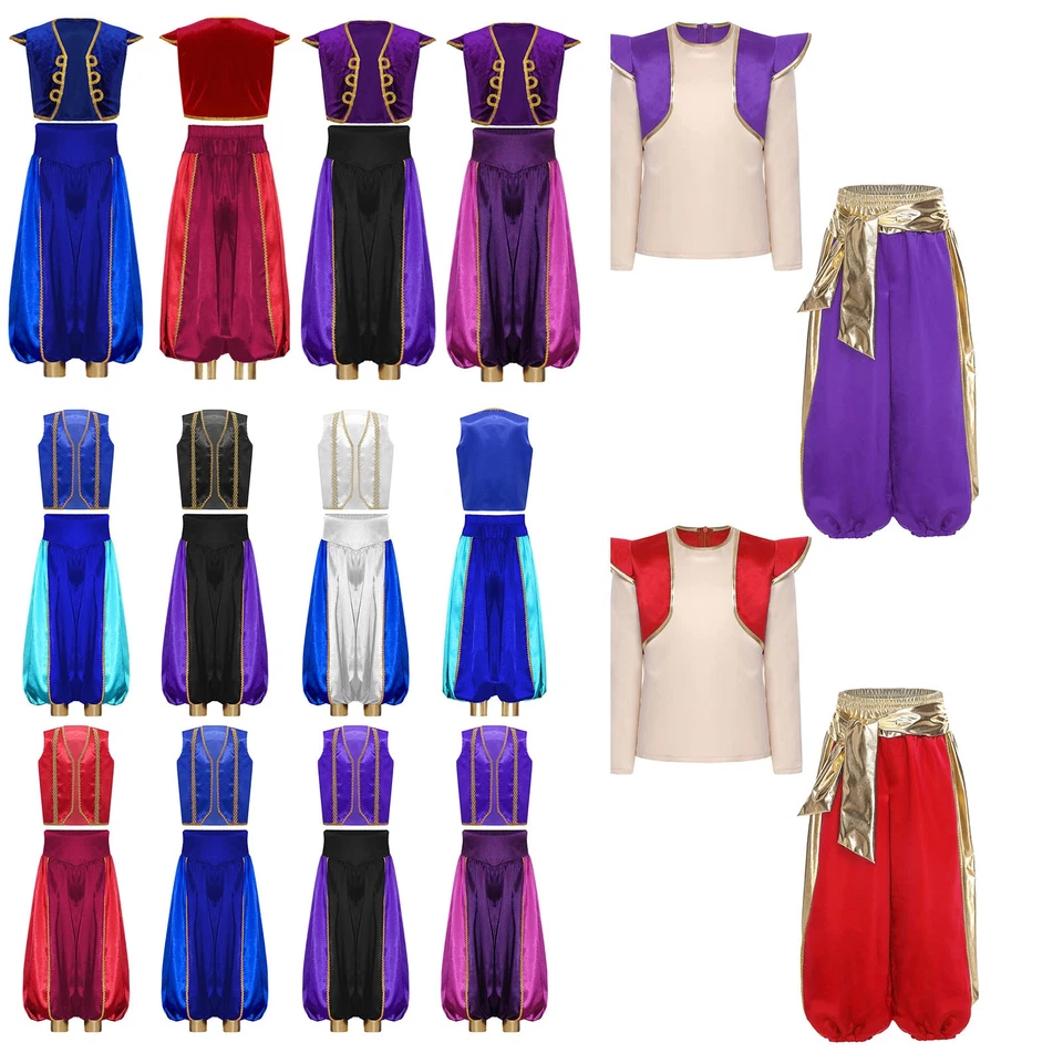 EE. UU. Niños Niños Príncipe Árabe Disfraz Chaleco Chaleco Pantalones Conjunto Halloween Juegos con disfraces  Foto 1 de 1