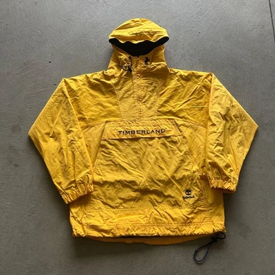 Vintage Timberland Jacket Size Large Yellow 1/4 Zip Hooded Coat Outdoor - Image 1 of 4