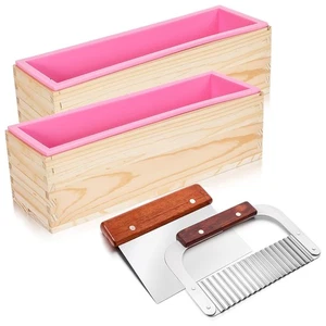 Kit 4 pezzi stampi per sapone rettangolari con taglierine - 42 oz silicone flessibile Loaf1860 - Foto 1 di 7