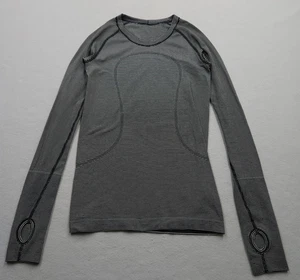 Lululemon Top Donna 6 Grigio Swiftly Tech Manica Lunga Crew Atletica Corsa Piccolo - Foto 1 di 12