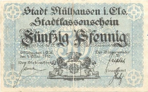 FRANKREICH (MULHAUSEN) Banknote 50 Pfennig 1918 - Bild 1 von 7