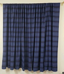 Tommy Hilfiger Curtains Navy 4 Panels Lined Modern Stripe Cotton  42"x 84" - Picture 1 of 9