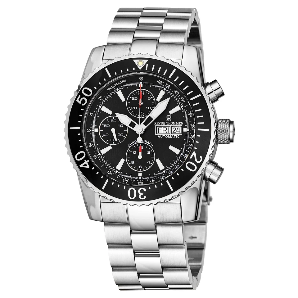 Revue Thommen Air Speed Chrono Auto Black Dial S/S Swiss 17030.6134 - Image 1 of 1
