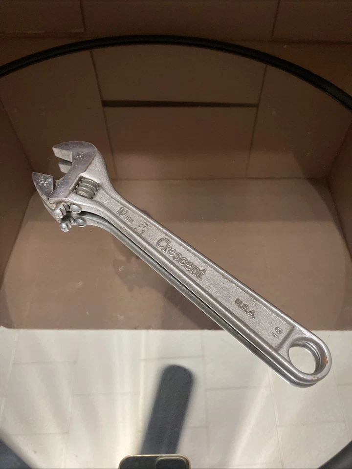 Винтажный 10-дюймовый регулируемый полумесяц гаечный ключ США кованая сталь - Изображение 1 из 4