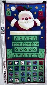 Novelty Advent Calendar #108 Santa Fabric Panel by Makower - Picture 1 of 2
