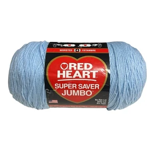 VTG Red Heart Super Saver Yarn LIGHT BLUE 0381 Acrylic 14 oz Jumbo NO DYE LOT - Picture 1 of 7