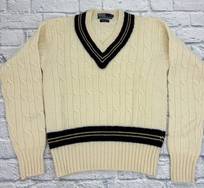 VTG Ralph Lauren Wool Cable Knit Tennis Sweater Sz 40 Women’s Large - Image 1 of 4
