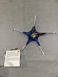 Luke Adams Glass Starfish Ornament Blue Iridescent - Picture 1 of 2