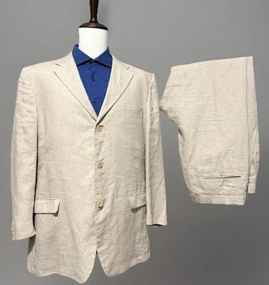 Ermenegildo Zegna Soft 100% linen fine hopsack weave sport Suit coat 46 R - Image 1 of 4