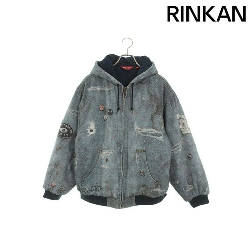 Supreme HJR Trompe Loeil Blusa Denim Stampata da Lavoro con Cappuccio Uomo L Usata 5b5649cd