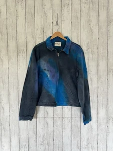 Giacca denim uomo Polite Worldwide taglia large blu tie dye full zip manica lunga - Foto 1 di 11