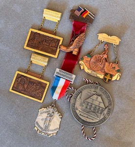 Vintage Lot 6 International Walking Biking Ribbon Medals Germany France Metal - Bild 1 von 15