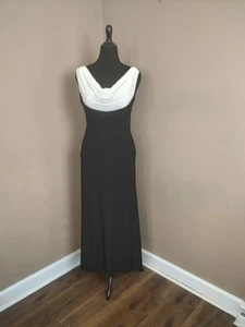 Abito Jackie Jon New York vestito formale con perline scollo a cappuccio nero taglia 10 - Foto 1 di 9
