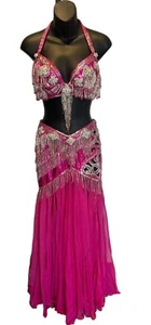 Bella Belly Dance Costume Metallic Fuchsia Vtg - Picture 1 of 16