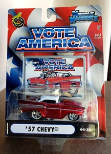 2004 Funline Muscle Machines 1957 Chevy Vote America Series rot weiß 1/64 04-31 - Bild 1 von 16