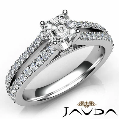 Anillo de compromiso de diamantes con montura de punta de caña dividida corte Asscher GIA F VS1 1,15 quilates Foto 1 de 4