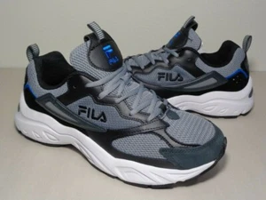 Fila Size 10 M ENVIZION Grey Black Blue Leather Mesh Sneakers New Men's Shoes - Picture 1 of 12
