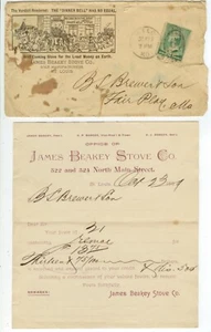 1889 St Louis Missouri James Beakey Stove Co with letterheads 522-24 N. Main St. - Picture 1 of 2