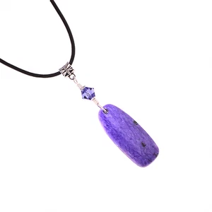 Charoite Grade AA Pendant Necklace Leather Cord Reiki Healing Crystal Action  - Picture 1 of 2