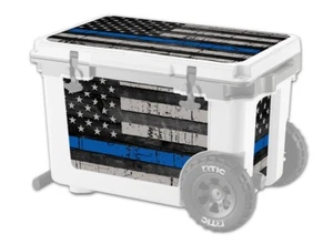 Vinyl Cooler Wrap fits RTIC 52qt WHEELED | Decal Skin L+I - Blue Line - Picture 1 of 6
