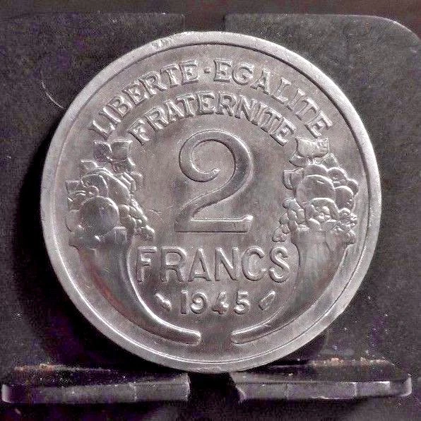 MONEDA FRANCESA MORLON 2 FRANCOS (102816)1 CIRCULADA 1945 (SIN MARCA DE CECA) Foto 1 de 3
