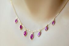 Genuine Ruby Drops Necklace 14kt Gold vermeil Necklace Gift for Wife Gift Her